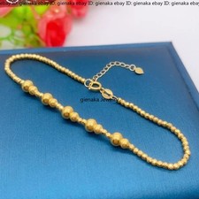 Real Au750 18K Yellow Gold Beaded Bracelet Gourd Chain Adjustable 6-7.1inch picture