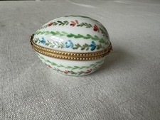 Vintage Limoges Floral Egg Trinket Box Signed Gilded Gold Design Gift picture