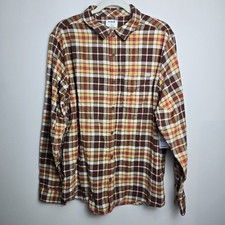 Hurley Mens Portland Organic Cotton Flannel Shirt Size L NWT Brown Plaid picture