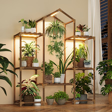 Bamworld Plant Stand Indoor with Grow Lights Wood Plant Shelf for Hanging Plant picture