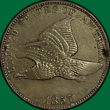 1857 Flying Eagle Cent Choice Almost Uncirculated AU+ Coin #48177 picture