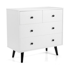 Costway Free Standing Sideboard Cabinet Sturdy Wooden Storage Organizer White picture