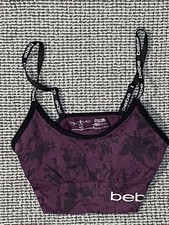 Bebe Sports Bra Size Small Purple tie-dye Pattern￼ Adjustable Straps Big logo picture