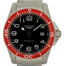 Longines 41mm Men's Hydro Conquest EF Co Red Bezel Swiss Watch Ref: L3.689.4 picture