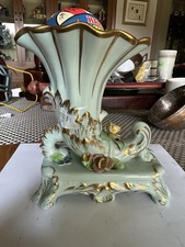 VTG 1940's Limoges Hand Painted Porcelain Cornucopia Vase Made in France picture