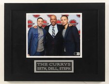 RARE Framed Seth, Dell and Steph Curry Photo Signed Beckett BAS COA Autographed picture