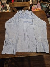 Jos A Bank Signature Dress Shirt Mens XL 17 Royal Oxford Blue French Cuff Long S picture