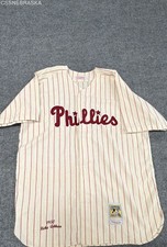 Mitchell & Ness Mens 1950 Phillies Richie Ashburn Jersey 52 Stitched Cream Wool picture