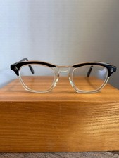 American Optical AO true vintage clear black eyeglasses frames 48 20 155 picture