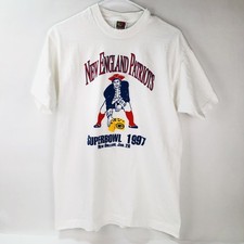 Vintage 1997 Super Bowl XXXI T-Shirt Patriots NFL White Fruit of the Loom L picture