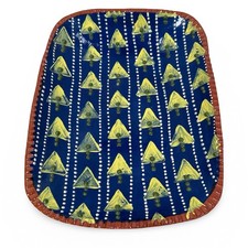 Selinda Kennedy Redware Pottery Platter Blue Yellow Triangle Folk Art Muncy PA picture