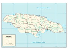 Jamaica Road Highway Transportation Transport Map Country Nation Print picture
