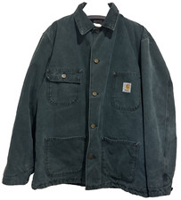 Vintage Carhartt Jacket Small C02HTG Blanket Lined Chore Coat Moss Green Duck picture
