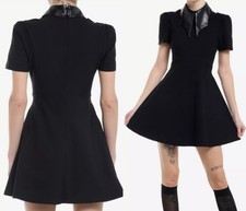 NWT Killstar Kihilist Chapel Batwing Collar Dress Sz M Tonal Black Pleather picture