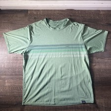 Patagonia Men's M Green Striped Capilene T-Shirt Crew Neck Outdoor Casual picture