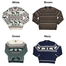 Lands End Men's Long Sleeve Knitted Crew Neck Fair Isle Sweater picture