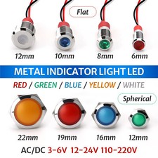 Metal Indicator Light LED Waterproof Small Line Power Signal Light AC/DC 3V-220V picture