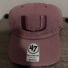 Miami Hurricanes NCAA '47 Brand Pink  Clean Up Adjustable Strap Hat Women’s NWT picture