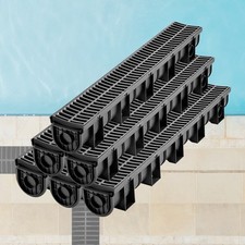 Uimoso Drainage Trench Driveway Channel Drain Kit Plastic Grate-5.8