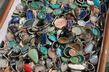 Turquoise & Mix Gemstone 925 Sterling Silver Plated 25 PCs Designer Pendant Lot picture
