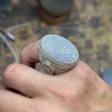 4.00Ct Round Cut Real Moissanite Men's Custom Letter Ring 14K White Gold Plated picture