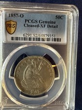 1857  O Seated Liberty Half Dollar * XF+ Details * Cleaned💔💔💔🍒🍒🔥🔥 picture