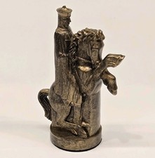 Vintage 1962 Medieval Conquerer Sculptured Chess Peter Ganine Gold KNIGHT PIECE picture