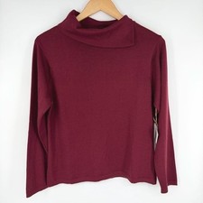 NEW Vintage Talbots 100% Merino Wool Cowl Neck Sweater Women's L Italy Burgundy picture
