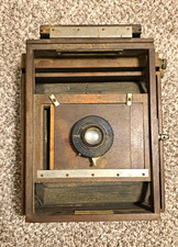 Vintage Seneca Competitor View 5x7 Camera Wollensak Gammax No 2 Lens Wood Brass picture