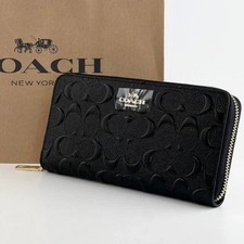 Coach F53834 Long Zip Around Wallet Signature Leather Black Japan New picture