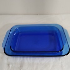 Vintage Pyrex #233-R And #232 Cobalt Blue Glass Baking Pans 3 Qt and 2.2 Qt picture