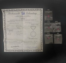 Vintage 5 Lindenwold 1 Carat Synthetic Red Rubys W/certificate Authentic picture