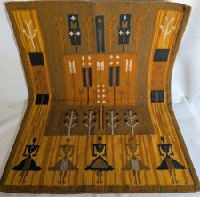 EVA NEMETH handwoven tapestry wool wall rug vintage mid century Hungarian kitsch picture