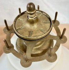 Antique 19th century metal thread spool holder w/place for cushion pins-needles. picture