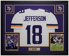 Justin Jefferson Autographed and Framed White Minnesota Jersey Auto Beckett COA picture