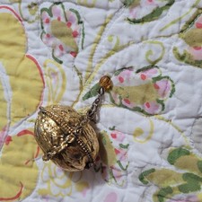 Vintage Compact Trinket Pill Perfume Nut Walnut Max Factor  picture