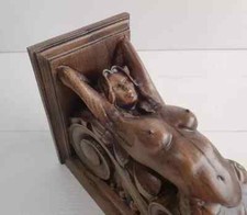 Corbel Mermaid of wood Decorative Carved Wooden Corbel 1pc Wall Hanging Decor picture