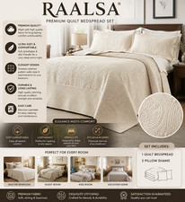 Oversized King Quilt Bedspread 132x 120, Extra Wide Alaska King Quilt, 3 Piece S picture