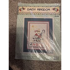 Vintage 1991 Daisy Kingdom Bucilla Noel Bunny Counted Cross Stitch Kit 11x14 picture