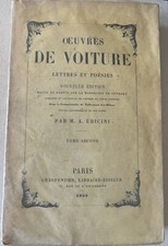 OEUVRES DE VOITURE TOME SECOND: Lettres Et Poesies 1855 M A Ubicini Nouvelle Ed. picture