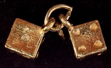 Rare 1960's Pair Dice Aladdin Hotel Sterling Silver Gold Plated Charm New picture