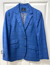 Tailorbyrd Men's Blue Plaid Sport Coat 2-Button Notch Lapel Inner Pockets picture