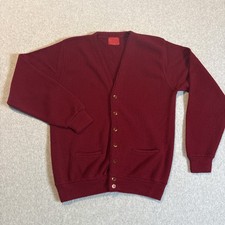 Vtg Kings Road Sears Cardigan Sweater Men's Sz M Dk Red Orlon Acrylic Sw1 picture