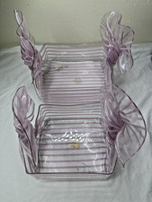 CT Designs Retro Charlevoix MI Lucite Acrylic Freeform Pink Stripes Basket Set picture