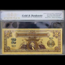 Gold 1899 $2 Two Dollars Banknote Collectible with Bag & Certificate picture