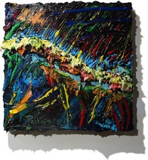 ORIGINAL OIL█PAINTING VINTAGE ART█SIGNED POP█ABSTRACT MODERN OUTSIDER POP 12x12