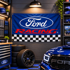 Ford Racing Wall Flag 5x3ft Motorsport Banner Car Garage Decor Man Cave picture