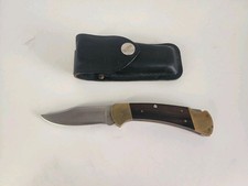 Vintage 1972-1986 Buck 112 Ranger Lockback Single Blade Folding Knife W/ Sheath  picture