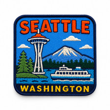 Seattle Patch – 3 Inch Embroidered Iron-On Washington Travel Souvenir picture