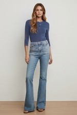 Veronica Beard High Rise Waist Beverly Skinny Flare Jean 26x30 Patch Pocket Rare picture